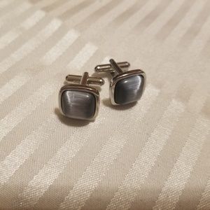 Silver Cuff Links with Gray Inset